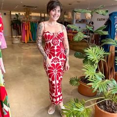 VESTIDO MIDI ALCINHA CANELADO - VERMELHO - Nur Autoral