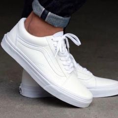 vans branco de couro