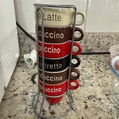 kit xícaras de café com suporte