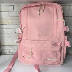 mochila rosa com 3 bolsos frontais