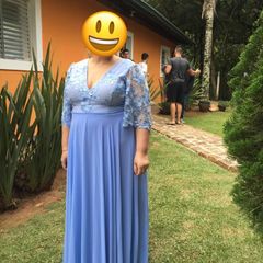 Vestido de Festa Longo Azul Serenity Plissado - Impression Modas