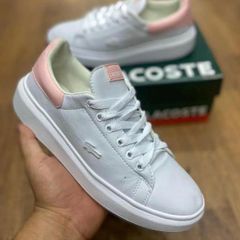 tenis da lacoste feminino branco e rosa