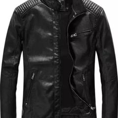 jaqueta de couro masculina preta motoqueiro