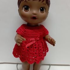 Vestido +sapatinho e Tiara de Crochê para Bebê