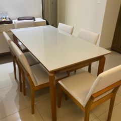 Conjunto Mesa de Jantar com 06 Cadeiras com Encosto em Tela Veronica e Mesa  San Marino Retangular 1.60 x 0.90 Seiva