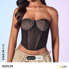 Top Cropped Corset Preto