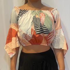 Blusa Cropped em Linho Tomara que Caia com Dobras Sobrepostas Branco