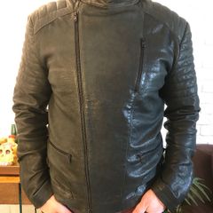 jaqueta de couro de ovelha masculina