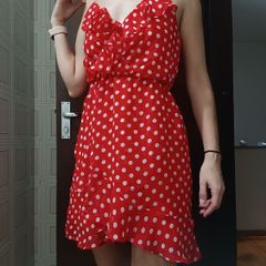 Vestido vermelho com cheap bolinha branca