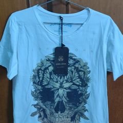 Camiseta John John Caveira Azul Masculina Estilo Conforto Elegância, Camiseta Masculina John John Usado 90707612