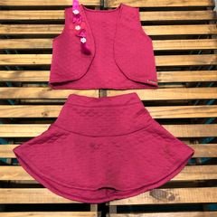 Conjunto Infantil Blusa Saia e Colete Xadrez