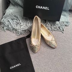 Sapatilha Chanel Dourada, Sapatilha Feminina Chanel Usado 87456564