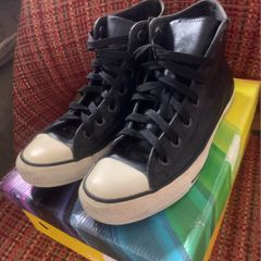 All Star Cano Alto Couro Preto, Tênis Feminino Converse Usado 82892210