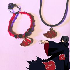 Kit Colar Naruto Símbolo Konoha e Akatsuki Nuvem Vermelha