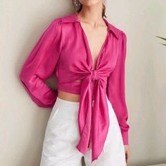 Blusa Cropped Nózinho Feminina Rosa Pink - Compre agora