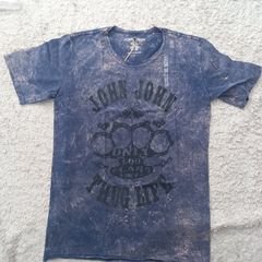 Camiseta John John Caveira Azul Masculina Estilo Conforto Elegância, Camiseta Masculina John John Usado 90707612