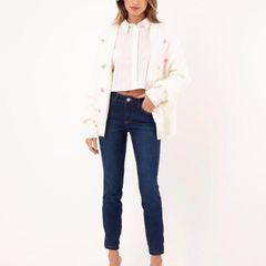 Calca Jeans Feminina Super Skinny Cintura Media Com Ziper Na Barra