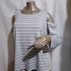 Blusa Regata Feminina Calvin Klein Original Tam P Listrada Preto e