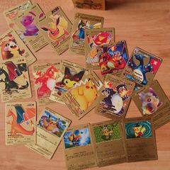 27 Cartas de Pokemon Gold Rainbow Cartinhas Douradas no Shoptime