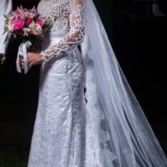 Vestido de Noiva Sereia Manga Longa Todo Bordado, Roupa de Casamento  Feminina Cinderela Noivas Usado 73046914
