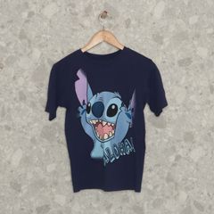 Blusa Regata Juvenil Moletinho Stitch Disney Preta
