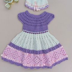 Vestido de croche infantil rosa best sale e branco