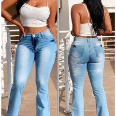 Calça Jeans Feminina Skinny Cós Alto Cintura Alta Levanta Bumbum