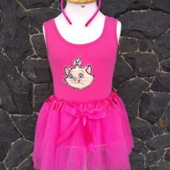 Vestido Gatinha Gata Marie Rosa Infantil Festa Lindo