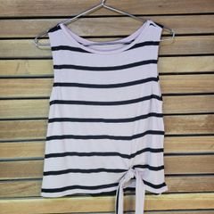 Blusa Regata Feminina Calvin Klein Original Tam P Listrada Preto e