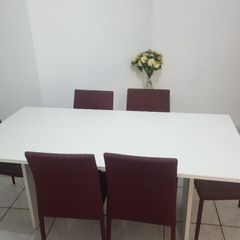 Conjunto Mesa de Jantar com 06 Cadeiras com Encosto em Tela Veronica e Mesa  San Marino Retangular 1.60 x 0.90 Seiva