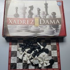 Tabuleiro de jogo de xadrez ou dama 40 cm em casas marchetadas