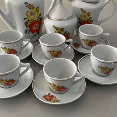 LINDO E ANTIGO JOGO PARA CHÁ E CAFÉ EM PORCELANA POZZANI. - Antiguidades -  Feliz 1053908953