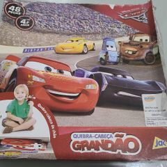 Jogo Quebra Cabeça Infantil Carros Disney 100 Peças Madeira