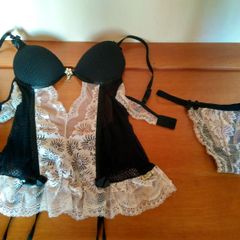 Conjunto Lingerie Cinta Liga, Comprar Moda Feminina