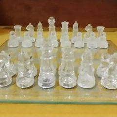 XXJF Jogo de xadrez de vidro, peças de xadrez e tabuleiro de xadrez  espelhado de cristal para jovens adultos presente jogo cerebral