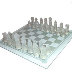 Jogo de tabuleiro de xadrez de vidro sólido funcional, vidro fosco  transparente, jogos para crianças e adultos, 20x20cm