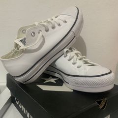 TENIS ALL STAR PLATAFORMA COURO BRANCO