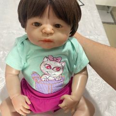 Brastoy Boneca Bebê Reborn Silicone Menina Olhos Castanhos 55cm em