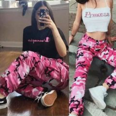 Calça jogger camuflada feminina hot sale rosa