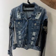 Jaqueta Jeans Com Tule Bordada Comprar Moda Feminina Enjoei