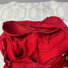 Espartilho de tule com renda - vermelho - R$ 135.90, cor Vermelho