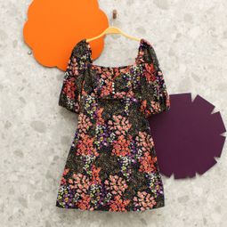 vestido azul petroleo floral perolas antix 98792744
