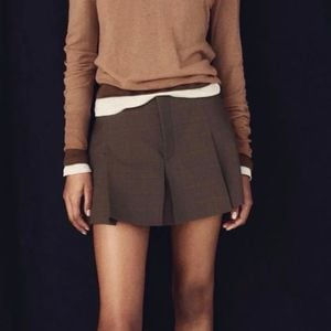 short saia zara cintura media detalhes de prega na frente cor marrom novo com etiqueta 134023800?action_source=64649&ref=home_home&rsp=1&rspix=1