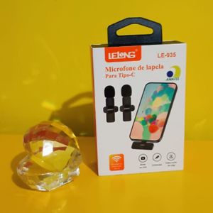 microfone sem fio duplo lapela compátivel profissional cor preto tipo c