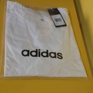 camiseta adidas essentials linear single jersey masculina - branco
