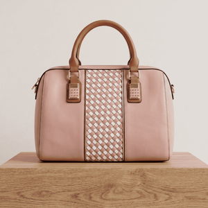 bolsa feminina rosa e branca com detalhes marrons vintage e atemporal 143894103?action_source=64648&ref=home_home&rsp=1&rspix=1