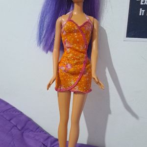 open lace back dress Barbie Hairtastic Orange Dress Long Purple Hair Doll: Buy Online at Best  Price in UAE main image 0