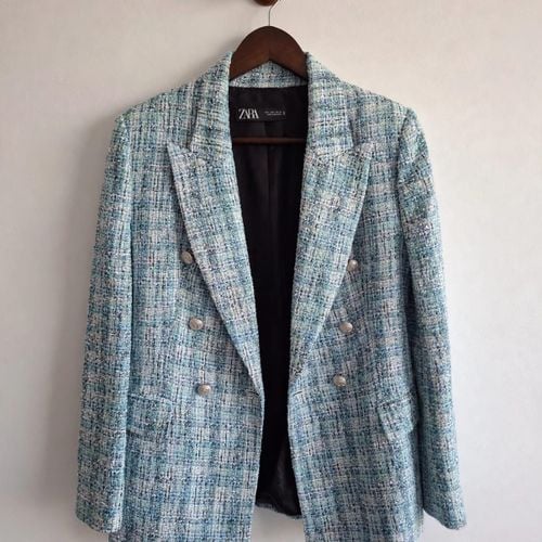 blazer zara tweed azul g 152331569?action_source=77124&ref=home_home&rsp=1&rspix=1