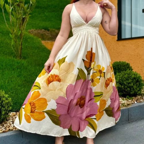 vestido midi farm desejao longo chita bella bege floral tamanho gg novo etiqueta algodao 132859797?action_source=66827&ref=home_home&rsp=1&rspix=1