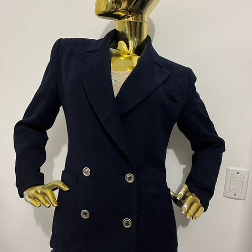 Blazer Azul Marinho Italiano Calvin Klein Lã Pura